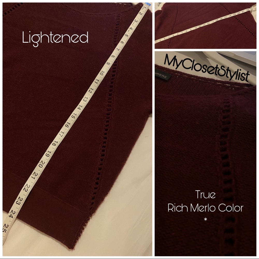 360 100% CASHMERE New $445 Boatneck Sweater Wine S - Picture 5 of 7
